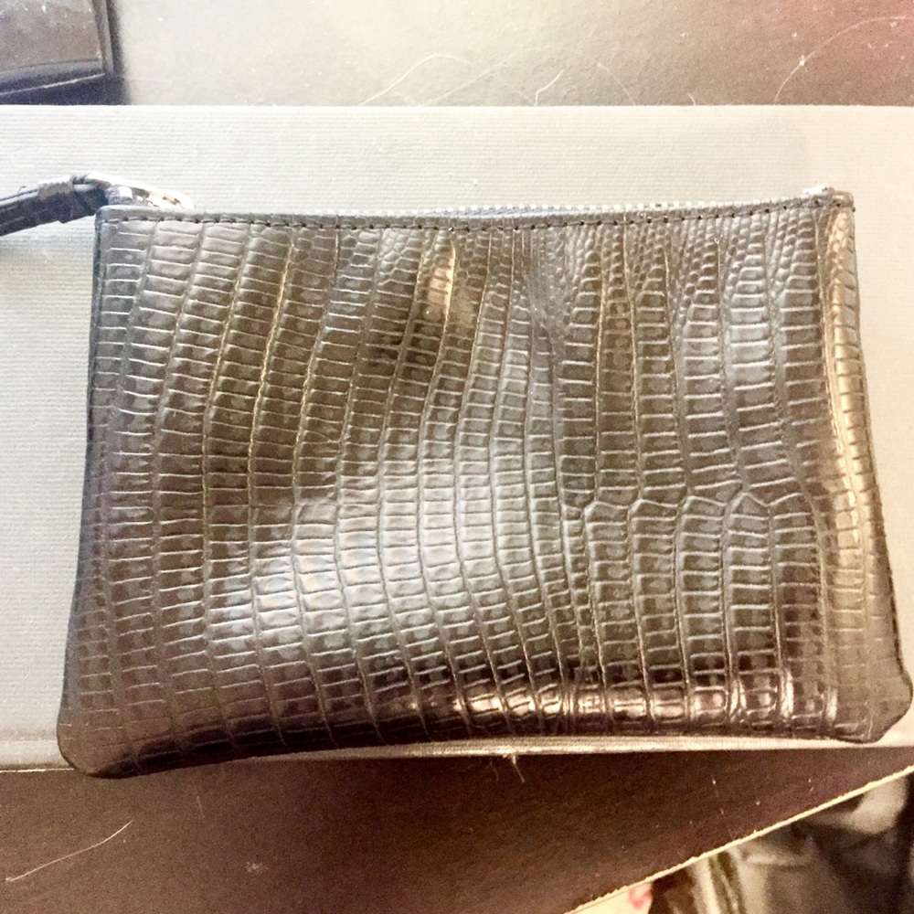 NWT Barneys New York Snakeskin Wallet Clutch Black